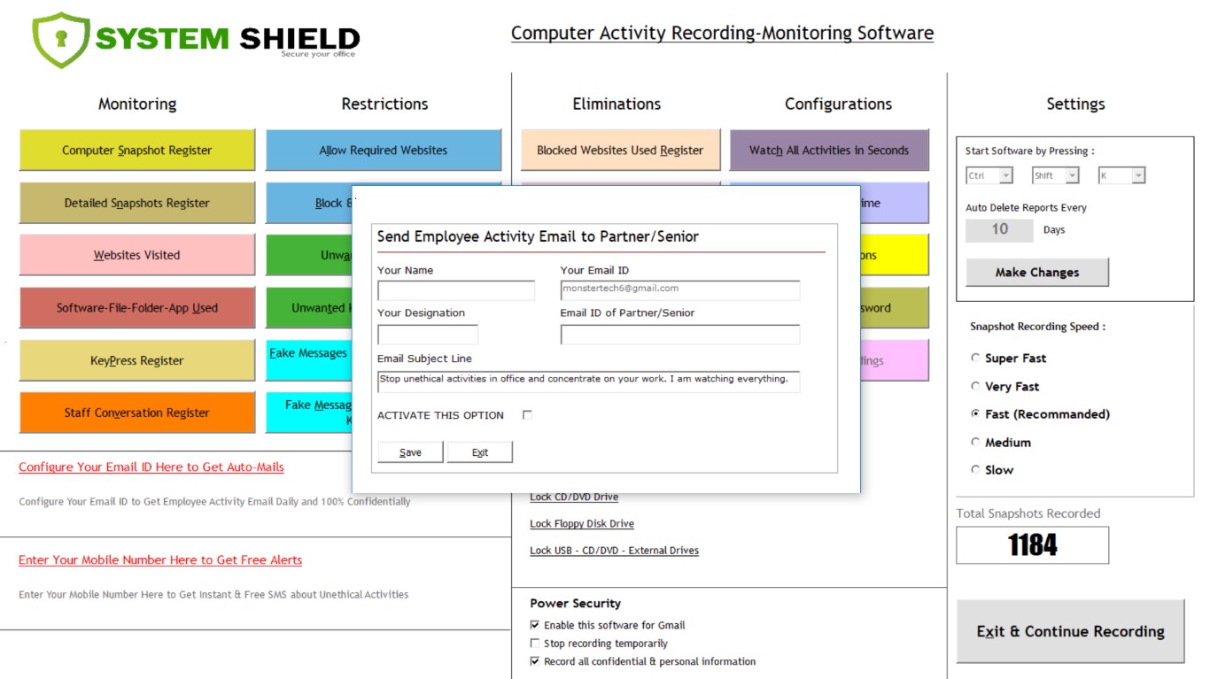 System Shield Employee Computer Recording Software